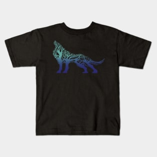 Wolf tree blend cute cool colorful Kids T-Shirt